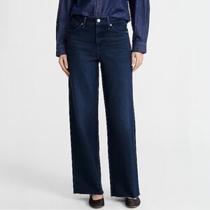 Express High Waisted Dark Blue Wash 50/50 Rigid Stretch Wide Leg Jean 6 NWT$98